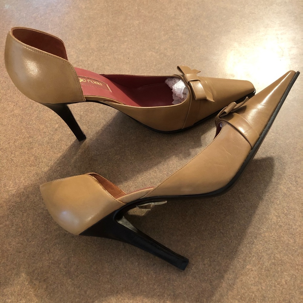 New SERGIO ROSSI D’Orsay Pump Stack Heel 41 ITALY